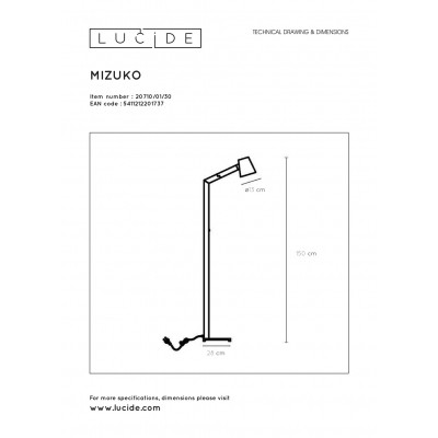 kinkiecik.pl Lampa podłogowa MIZUKO 1xE14 Black 20710/01/30 Lucide
